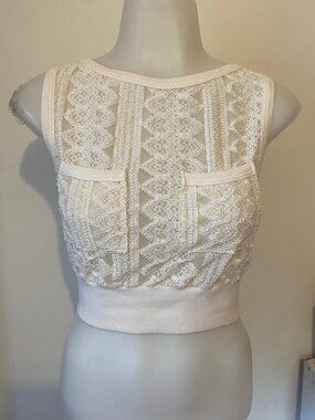 DORI White Lace Sleeveless Crop Top